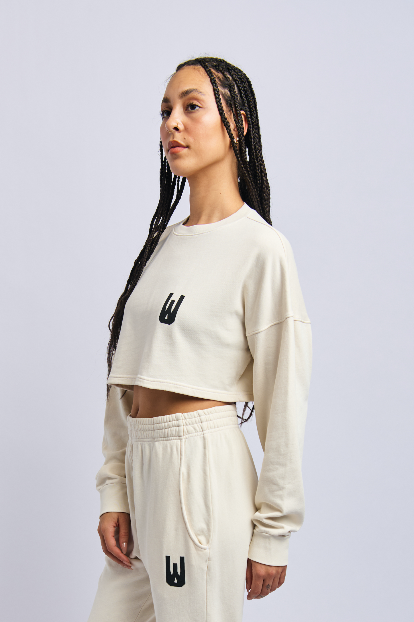 Icon Cloudfleece Cropped Sweatshirt, Alabaster White by URTHWEAR