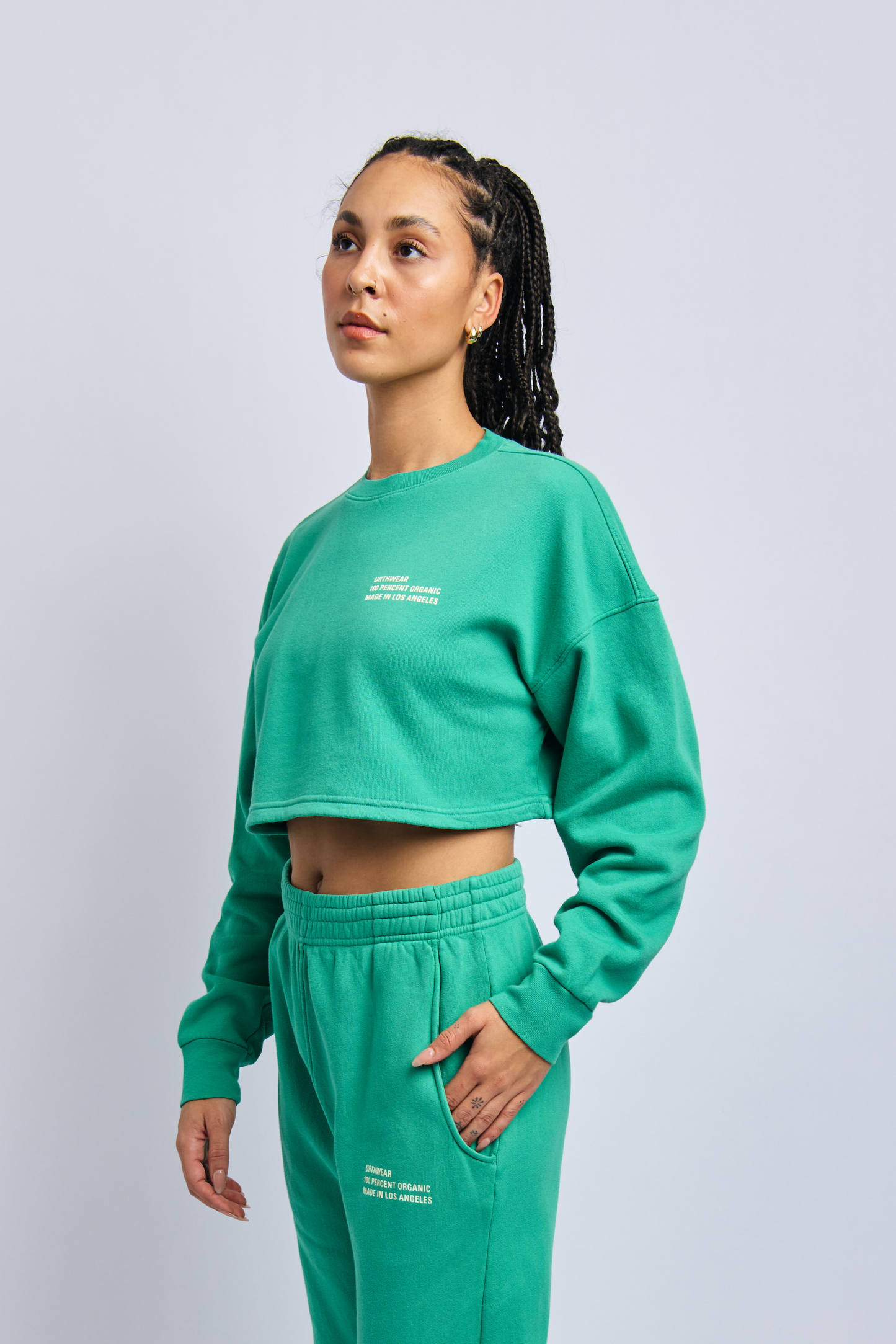 Origins Cloudfleece Cropped Sweatshirt, Digital Green by URTHWEAR