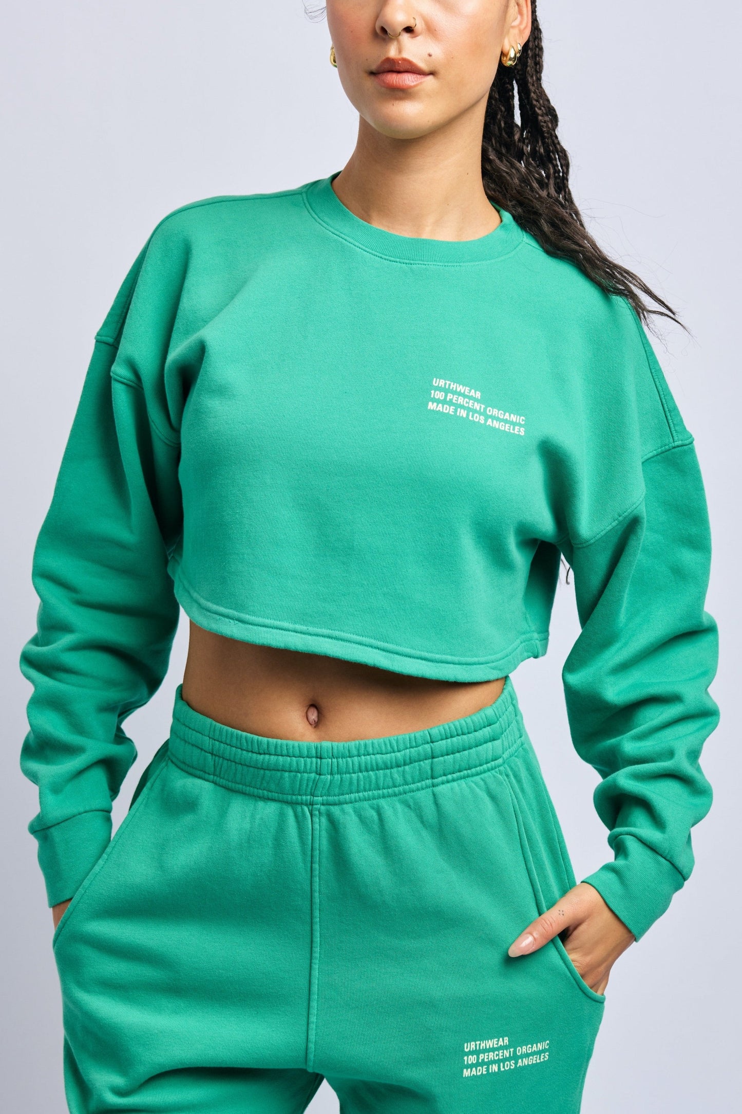 Origins Cloudfleece Cropped Sweatshirt, Digital Green by URTHWEAR