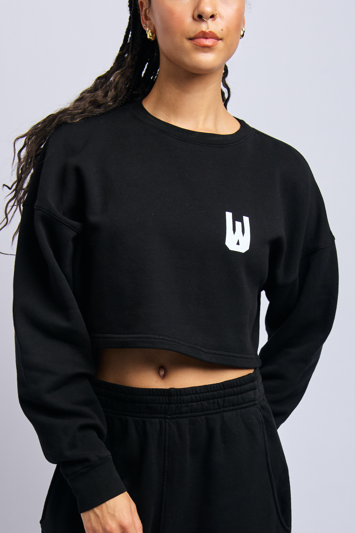 Icon Cloudfleece Cropped Sweatshirt, Super Black by URTHWEAR
