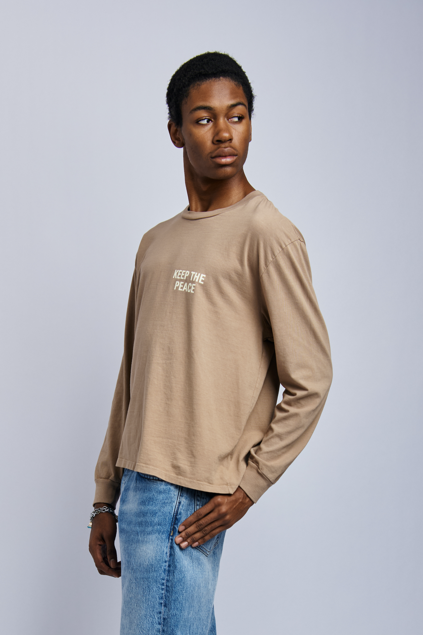 Keep The Peace Midweight Relaxed Long Sleeve, Desert Clay by URTHWEAR