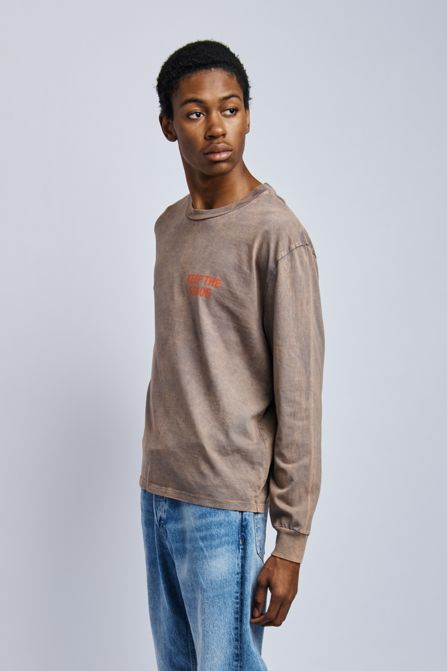 Keep The Peace Midweight Relaxed Long Sleeve, Camo Grey by URTHWEAR