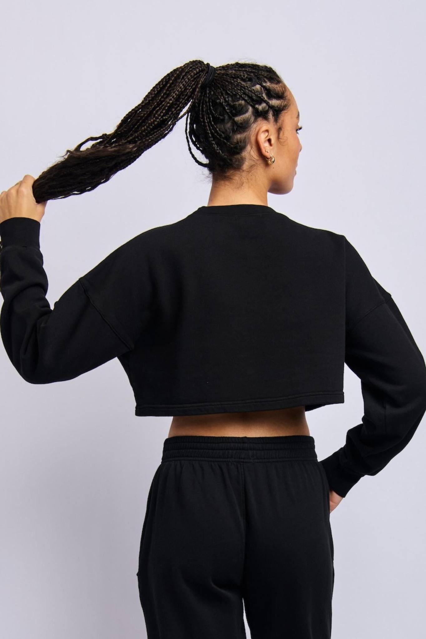 Cloudfleece Cropped Sweatshirt, Super Black by URTHWEAR