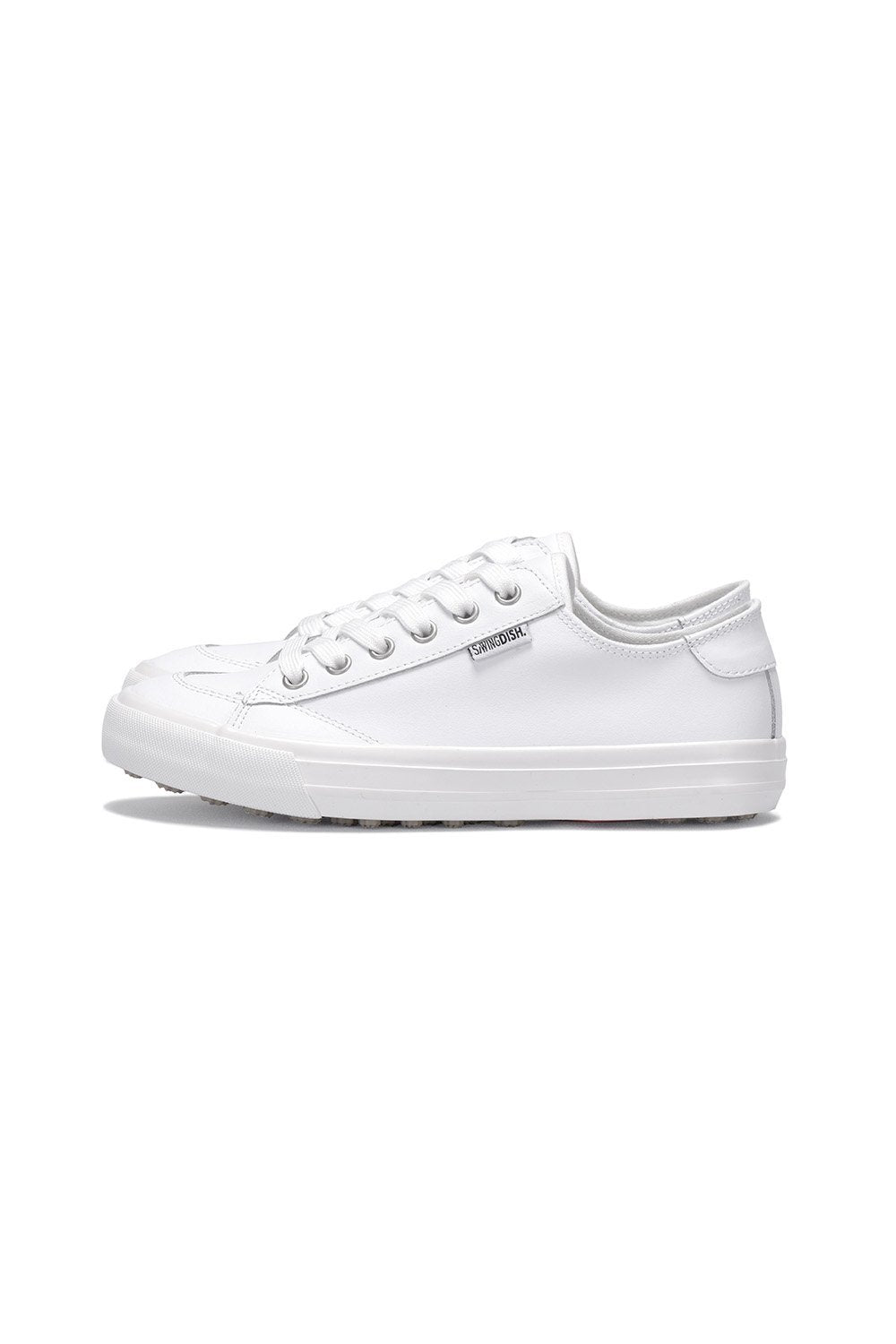 Spikeless White Leather Traveler Shoe by SwingDish