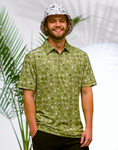 Golf Golf & Ganja Allover Men's Polo