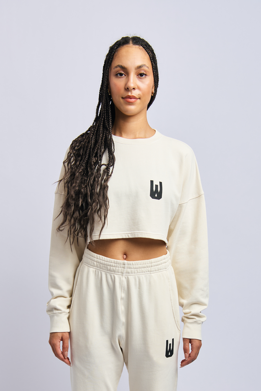 Icon Cloudfleece Cropped Sweatshirt, Alabaster White by URTHWEAR