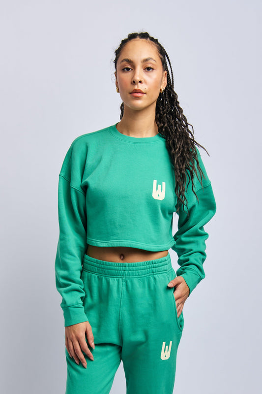 Icon Cloudfleece Cropped Sweatshirt, Digital Green by URTHWEAR