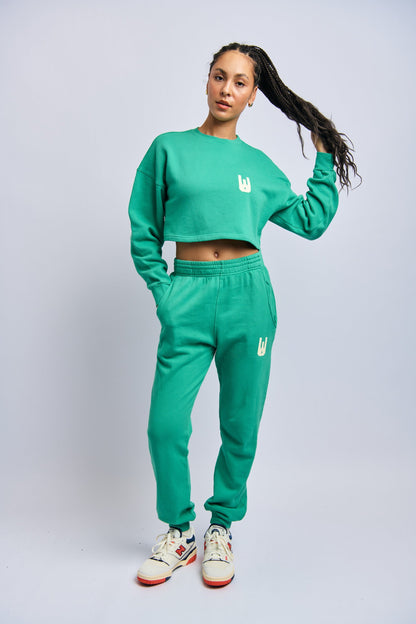 Icon Cloudfleece Cropped Sweatshirt, Digital Green by URTHWEAR