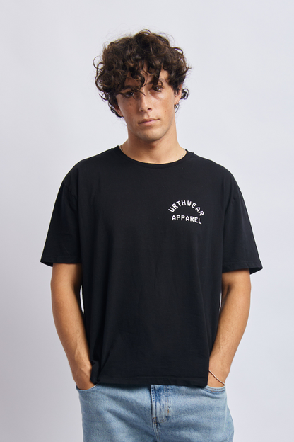 Logo Midweight Relaxed Tee, Super Black by URTHWEAR