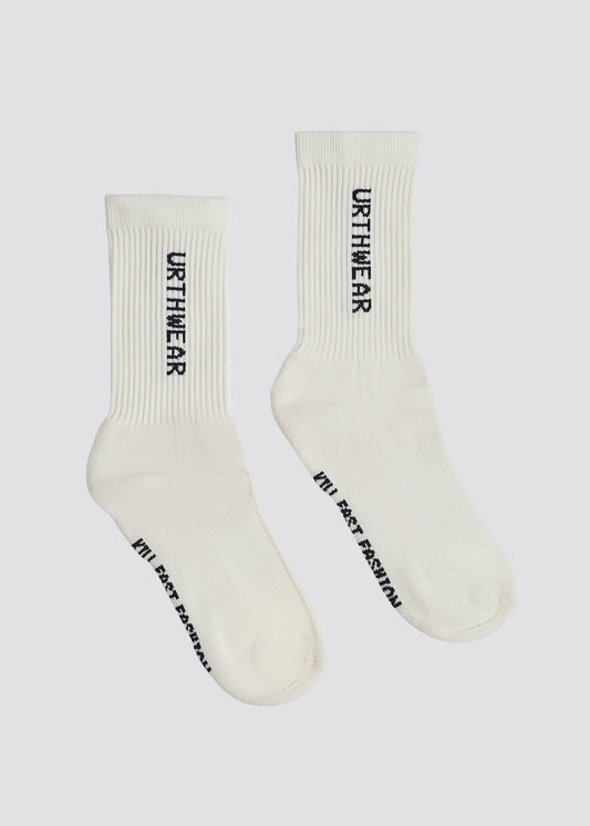 Vertical Softknit Crew Socks, Ivory White by URTHWEAR