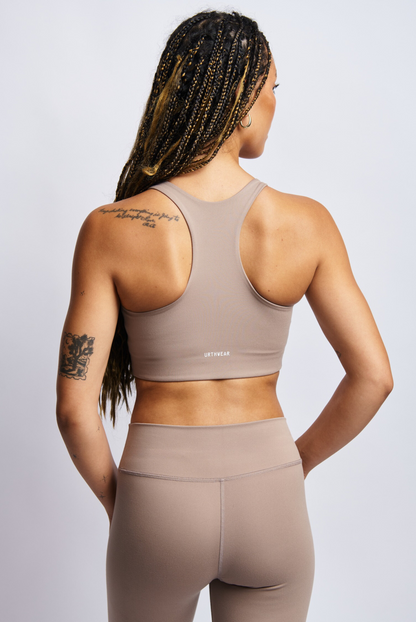 Ecomoss Low Neck Racerback Bra, Desert Clay by URTHWEAR