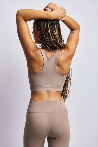 Ecomoss High Neck Racerback Bra, Desert Clay by URTHWEAR