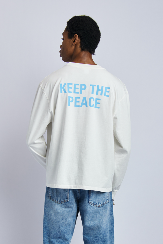 Keep The Peace Midweight Relaxed Long Sleeve, Lunar White by URTHWEAR