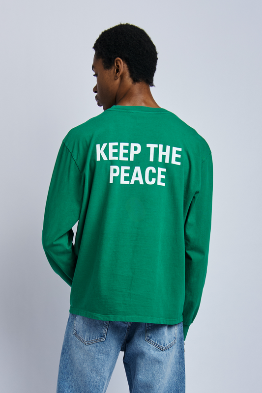 Keep The Peace Midweight Relaxed Long Sleeve, Rolex Green by URTHWEAR