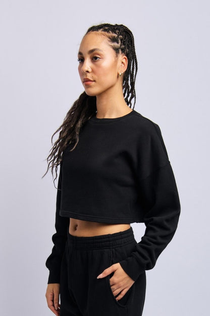 Cloudfleece Cropped Sweatshirt, Super Black by URTHWEAR