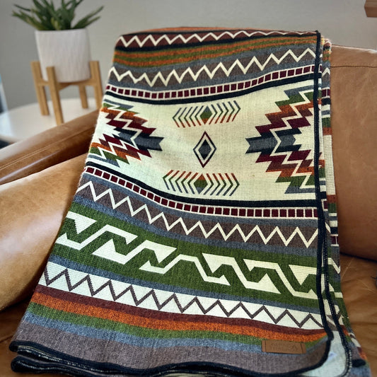 Andean Alpaca Wool Blanket - Retro