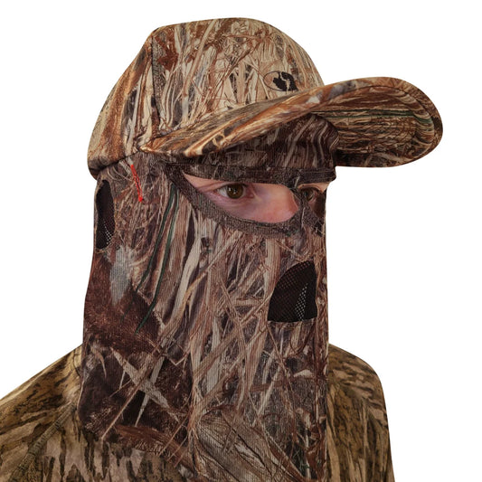 2-in-1 FRONT Face Mask and Camo Hat (Adjustable OSFM) - 
