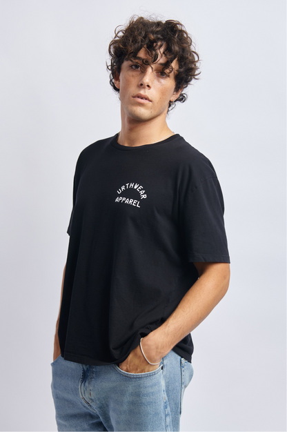 Logo Midweight Relaxed Tee, Super Black by URTHWEAR