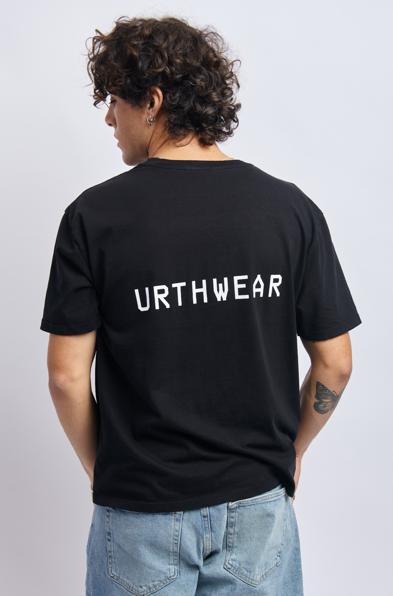 Logo Midweight Relaxed Tee, Super Black by URTHWEAR