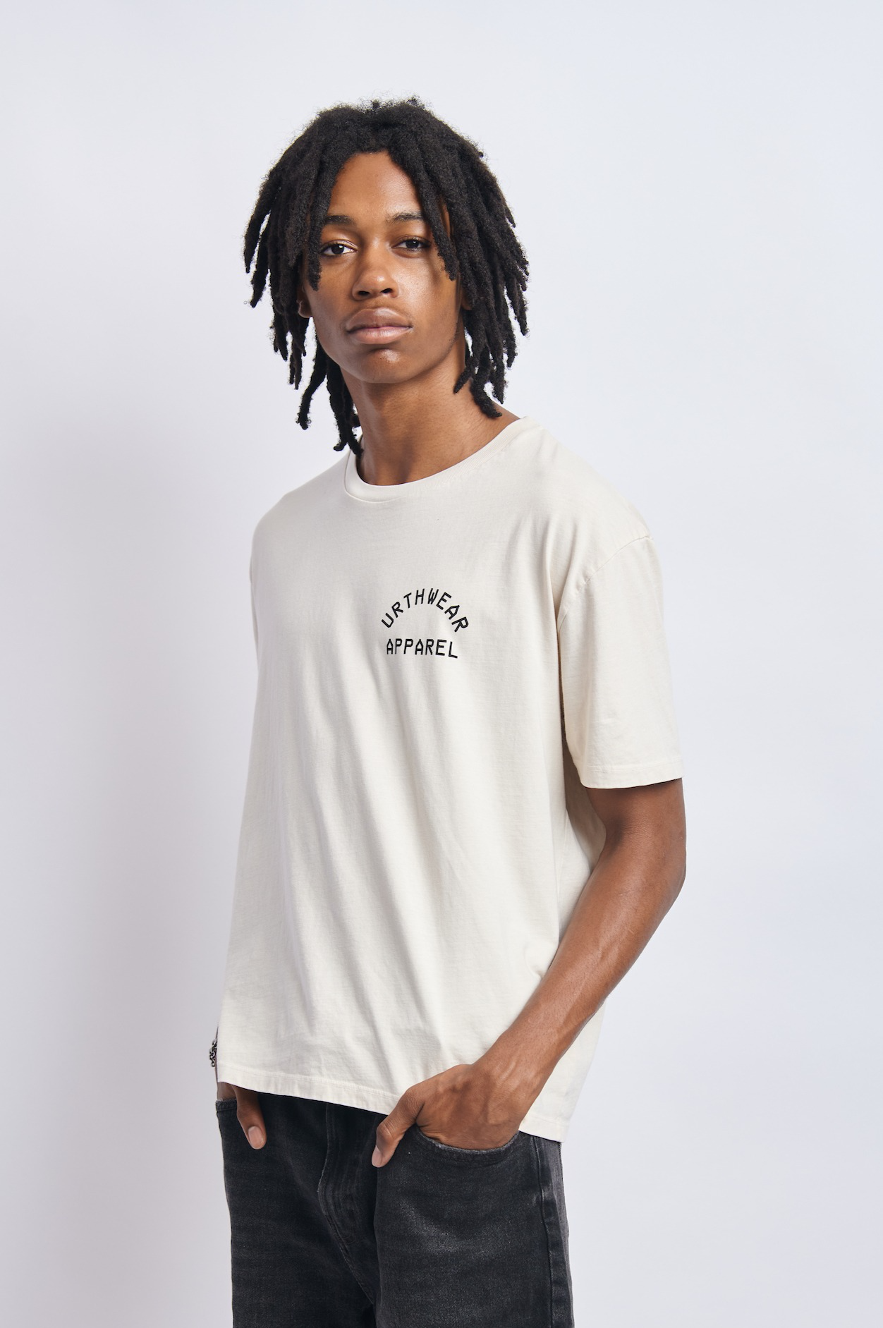 Logo Midweight Relaxed Tee, Cosmic Sand by URTHWEAR