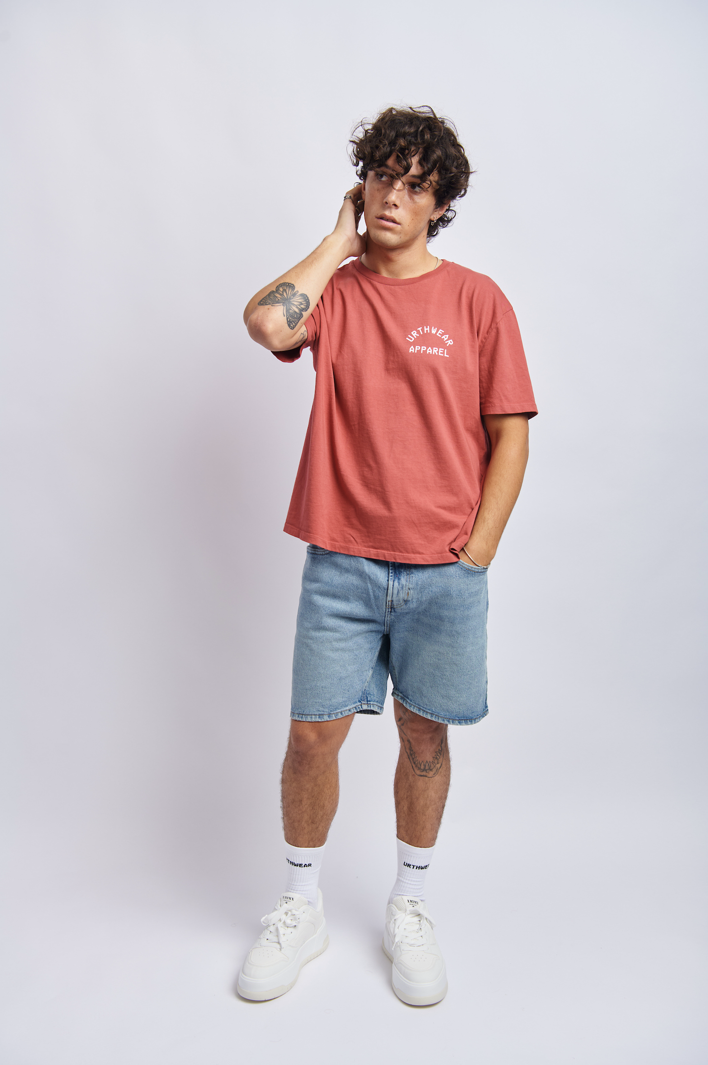 Logo Midweight Relaxed Tee, Ash Red by URTHWEAR