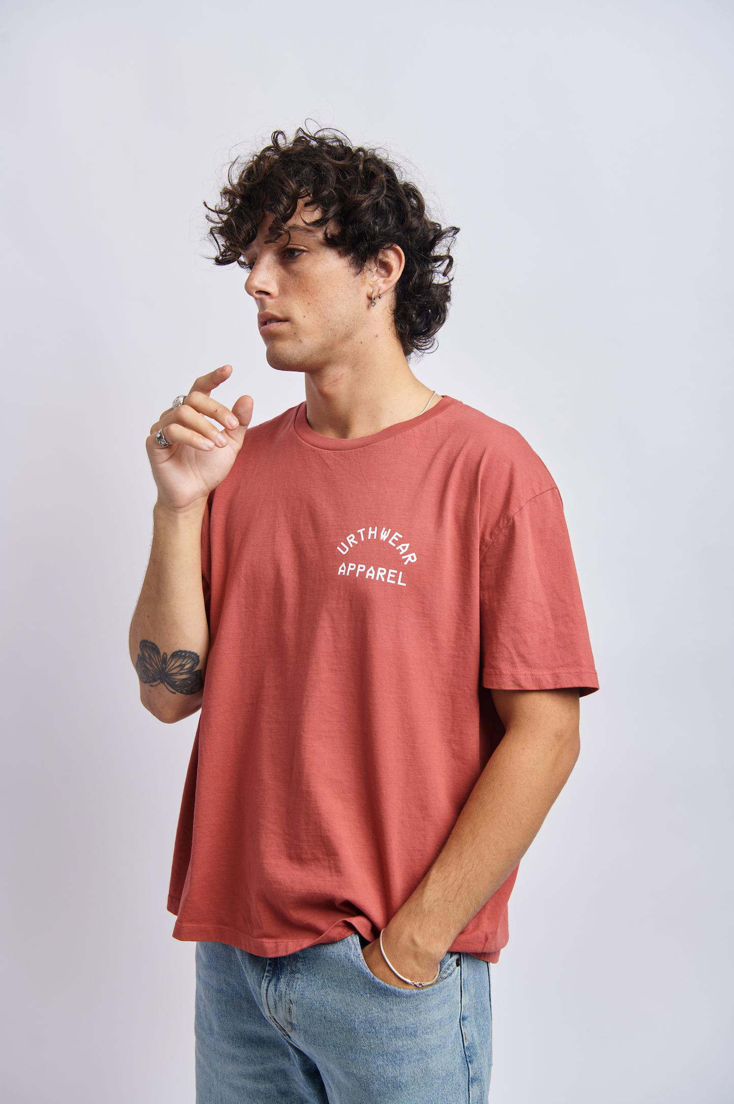 Logo Midweight Relaxed Tee, Ash Red by URTHWEAR
