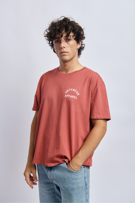 Logo Midweight Relaxed Tee, Ash Red by URTHWEAR