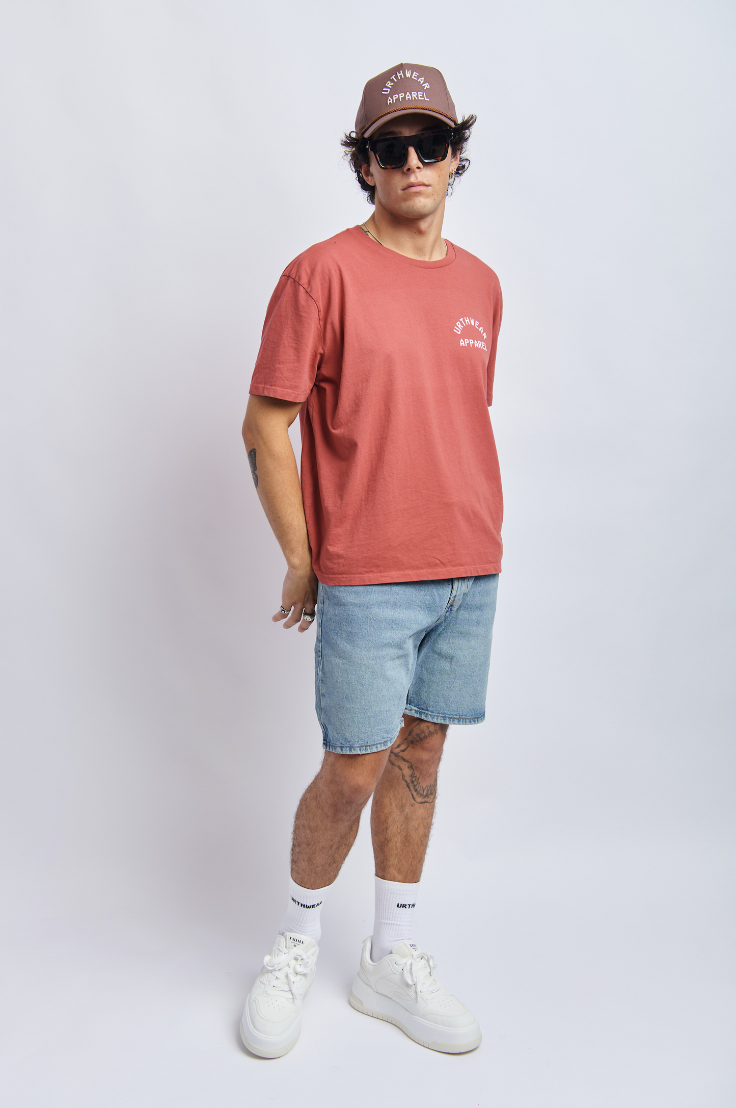 Logo Midweight Relaxed Tee, Ash Red by URTHWEAR