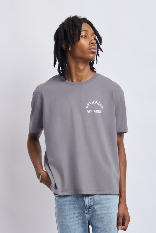 Logo Midweight Relaxed Tee, Gravel Grey by URTHWEAR