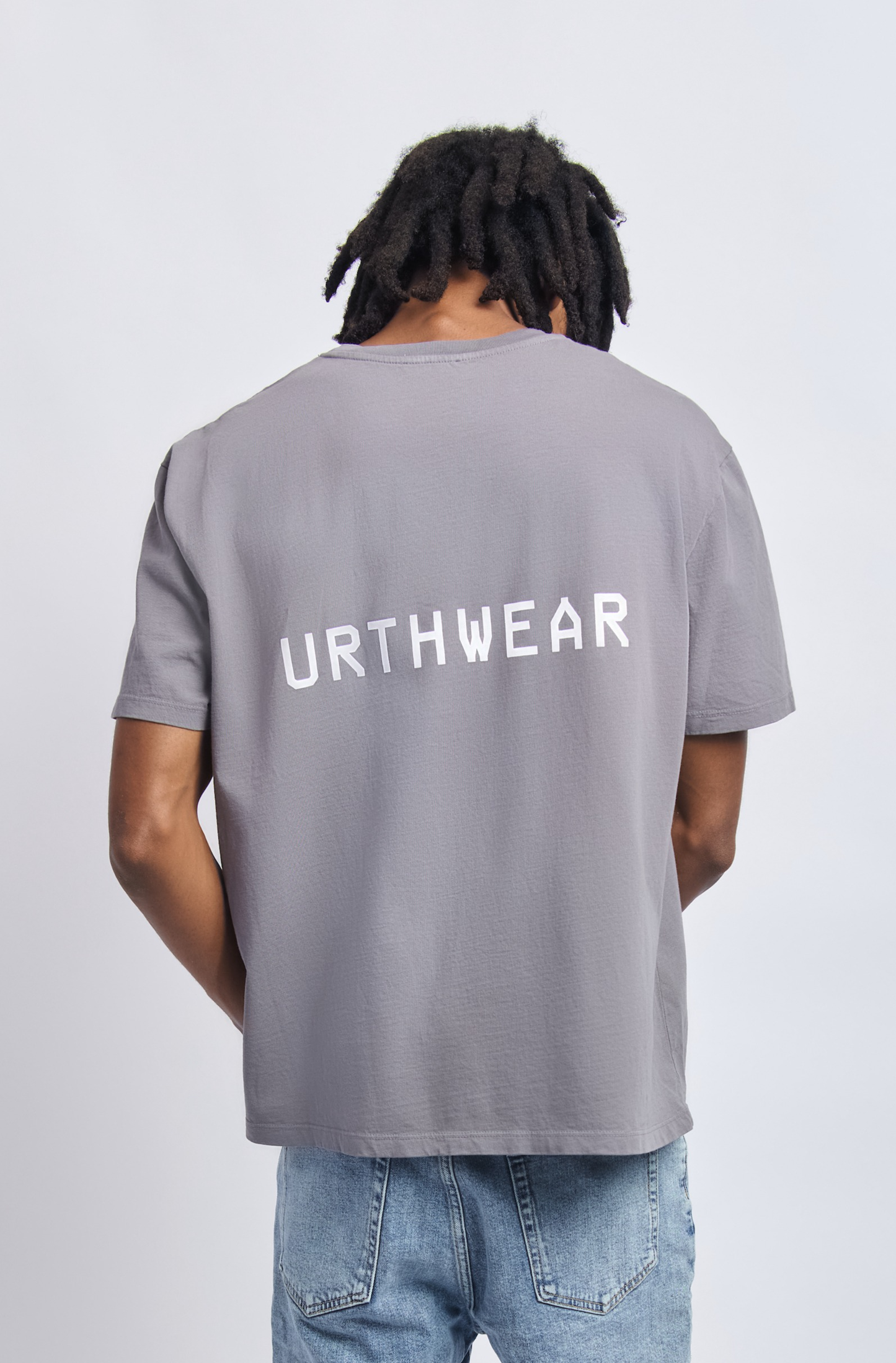 Logo Midweight Relaxed Tee, Gravel Grey by URTHWEAR
