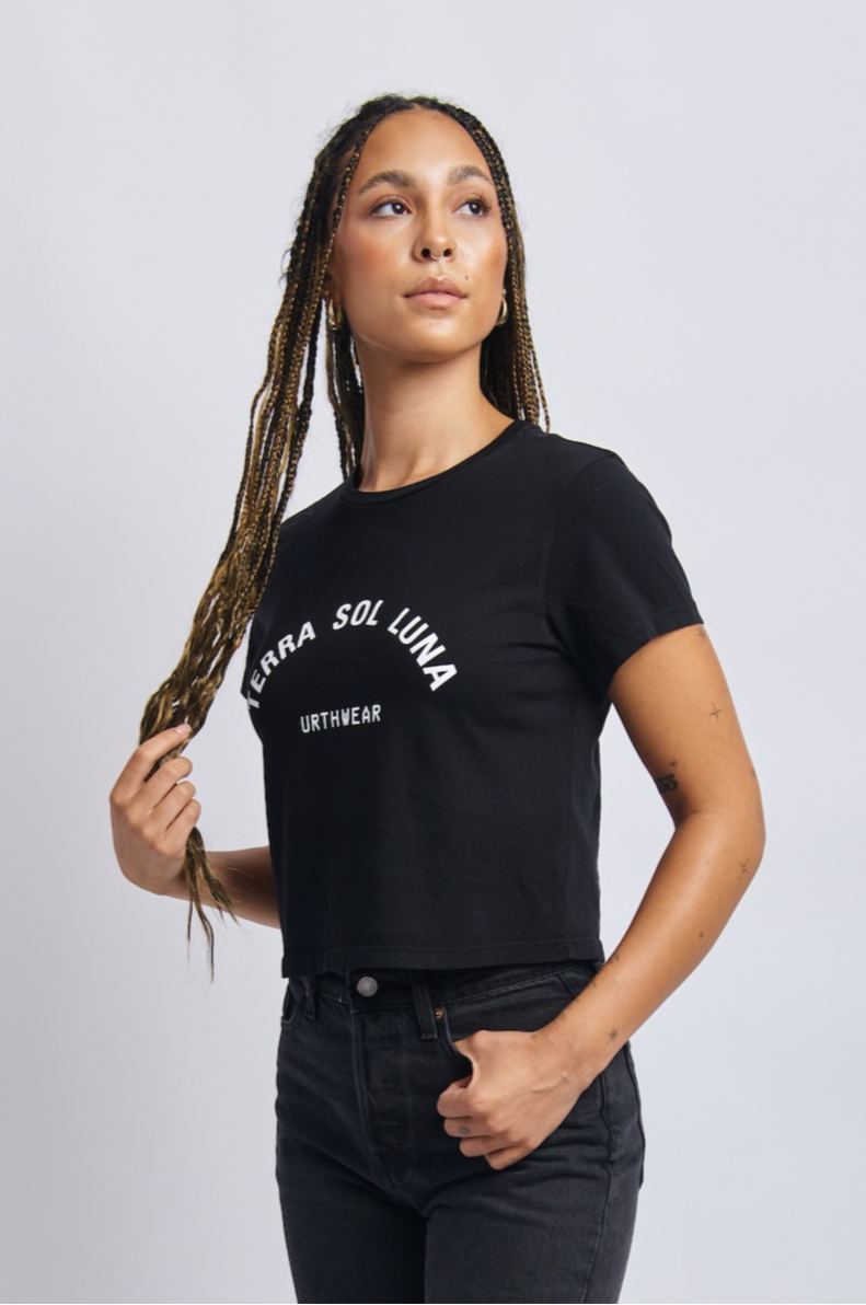 Terra Sol Luna Midweight Crew Tee, Super Black by URTHWEAR