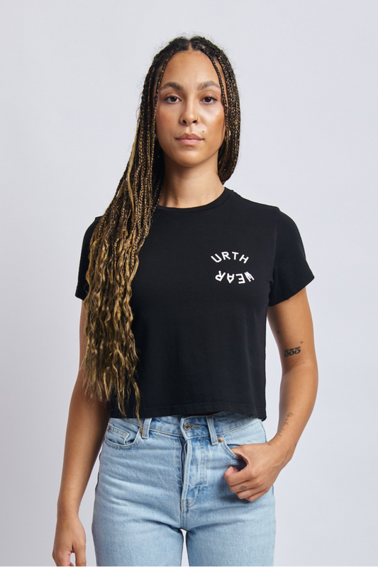 Split Logo Midweight Crew Tee, Super Black by URTHWEAR