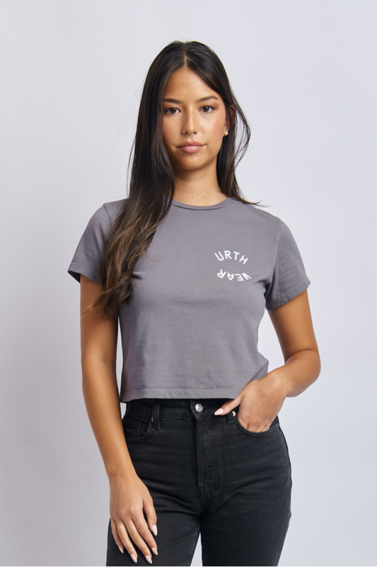 Split Logo Midweight Crew Tee, Gravel Grey by URTHWEAR