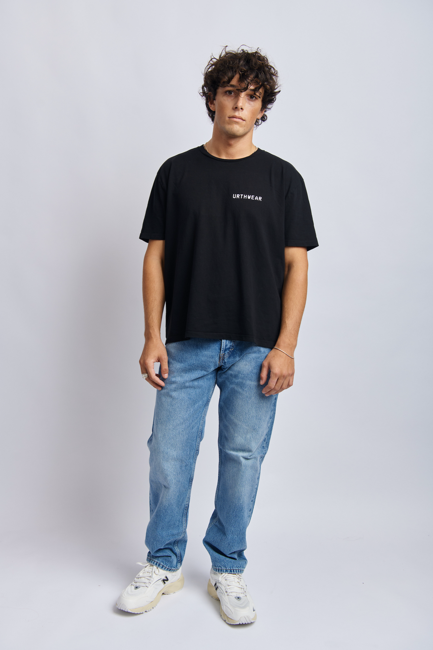 Mortal Planet Midweight Relaxed Tee, Super Black by URTHWEAR