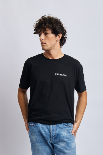 Mortal Planet Midweight Relaxed Tee, Super Black by URTHWEAR