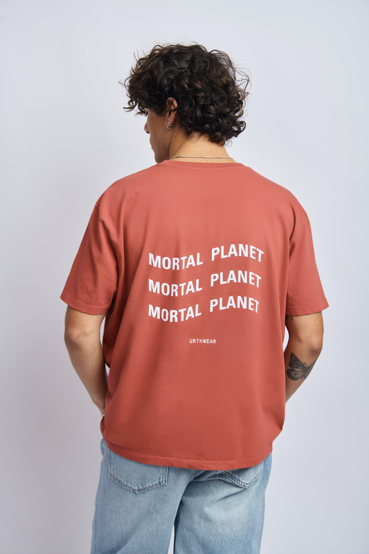 Mortal Planet Midweight Relaxed Tee, Ash Red by URTHWEAR