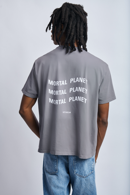 Mortal Planet Midweight Relaxed Tee, Gravel Grey by URTHWEAR