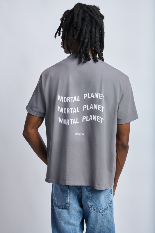 Mortal Planet Midweight Relaxed Tee, Gravel Grey by URTHWEAR