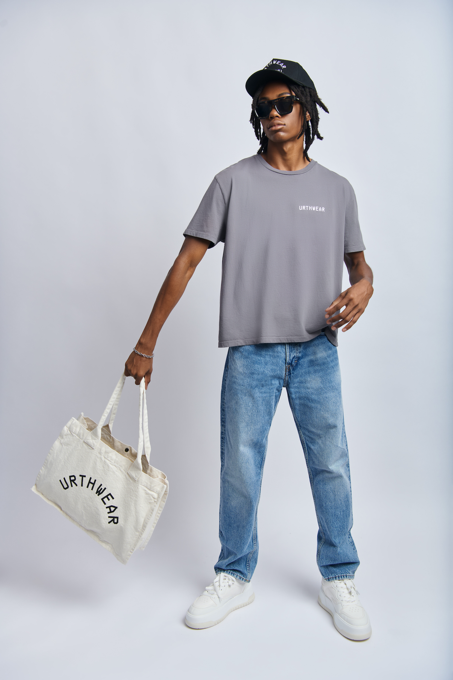 Mortal Planet Midweight Relaxed Tee, Gravel Grey by URTHWEAR