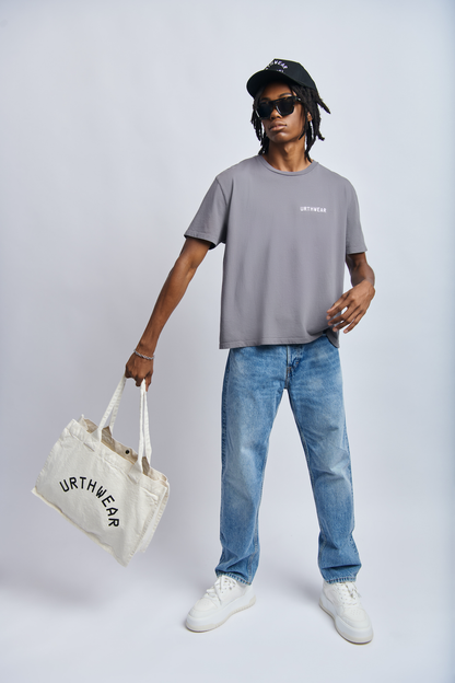 Mortal Planet Midweight Relaxed Tee, Gravel Grey by URTHWEAR
