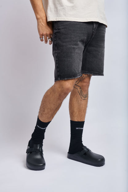 Logo Softknit Crew Socks, Black by URTHWEAR