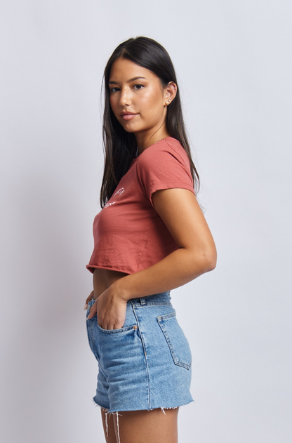 Terra Sol Luna Midweight Cropped Tee, Ash Red by URTHWEAR
