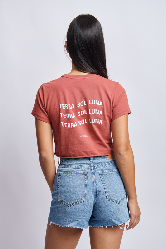 Terra Sol Luna Midweight Cropped Tee, Ash Red by URTHWEAR