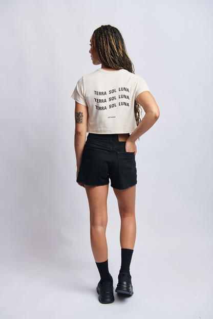 Terra Sol Luna Midweight Cropped Tee, Cosmic Sand by URTHWEAR