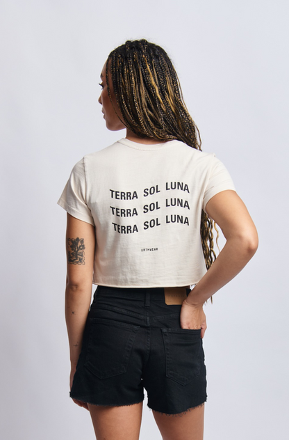 Terra Sol Luna Midweight Cropped Tee, Cosmic Sand by URTHWEAR