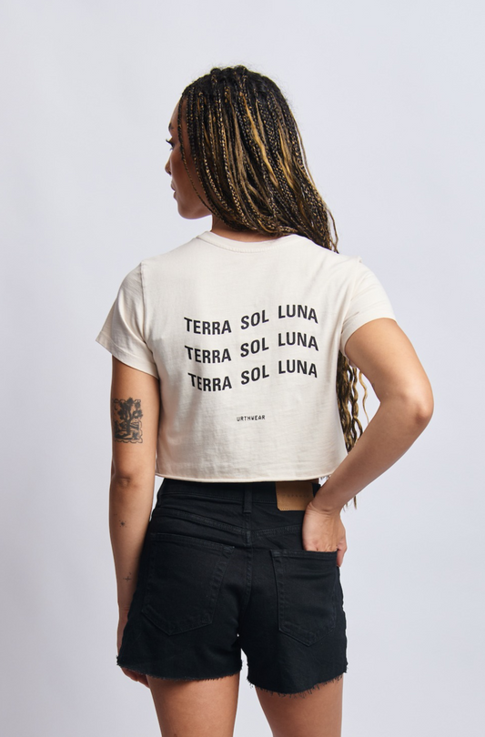 Terra Sol Luna Midweight Cropped Tee, Cosmic Sand by URTHWEAR