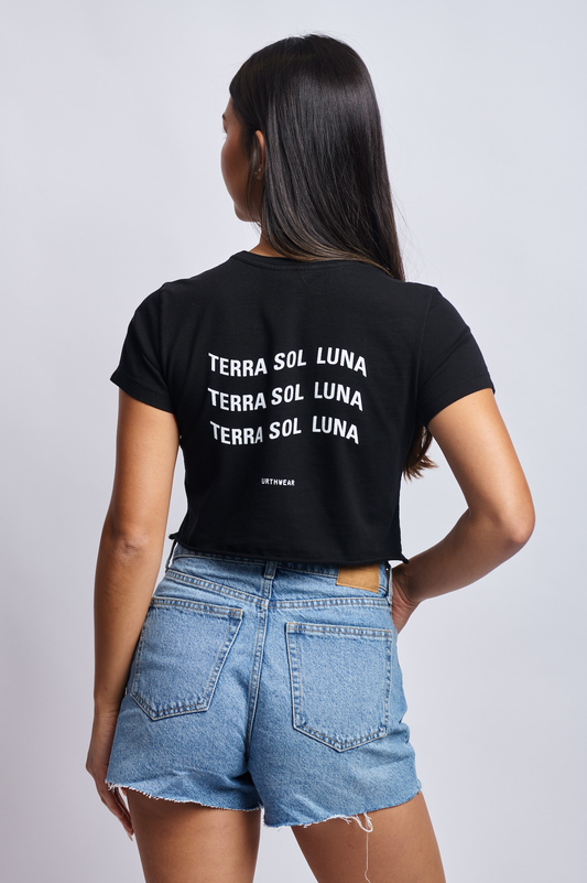Terra Sol Luna Midweight Cropped Tee, Super Black by URTHWEAR