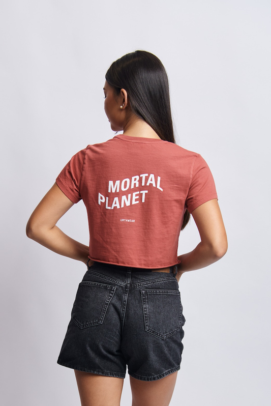 Mortal Planet Midweight Cropped Tee, Ash Red by URTHWEAR