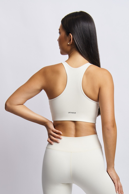 Ecomoss Low Neck Racerback Bra, Alabaster White by URTHWEAR
