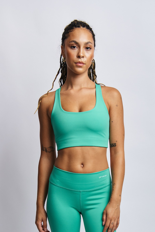 Ecomoss Low Neck Racerback Bra, Digital Green by URTHWEAR